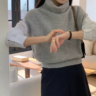 Turtleneck Knit Vest  Wedding Guest Look