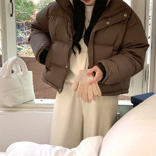 High-Neck Duck Down Short Padded Jacket