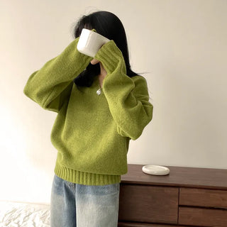 Flowing Delicacy, Soft Raglan V-Neck Loose Fit Long Sleeve Knit
