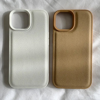 Basic Leather Plain Simple iPhone Case