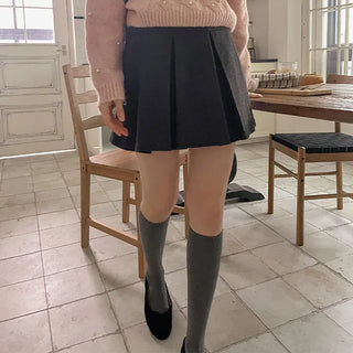 Bearin Wool Pintuck Mini Pleated Skirt