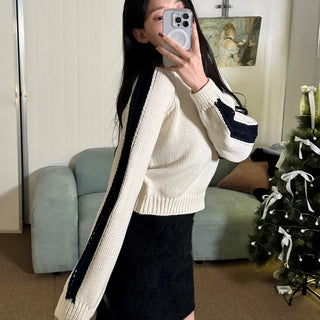 Contrast Line Track Knit