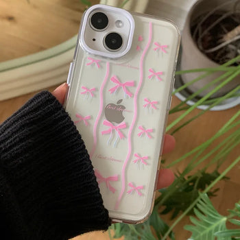 Beauly Pink Ribbon Pattern Transparent Jelly iPhone Case