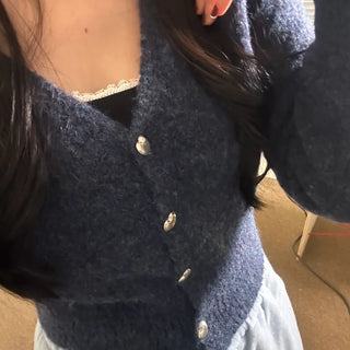Vintage Heart Crop Knit Cardigan
