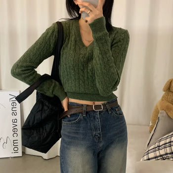 [High Quality/Winter Knit] Tree Lambswool Cable Knit V-Neck Knit (12 colors)