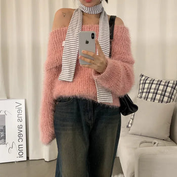 [No Shedding/Delicate Fit] Chocolat Pine Needle Off-Shoulder Knit (5 colors)