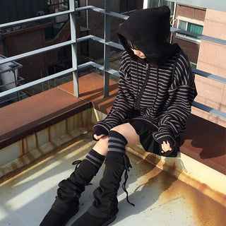 Cookie Striped Zip-Up Hooded Warmer