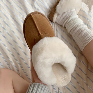 Cowhide Fur Slippers Fur Shoes Platform Heel Sherpa Coquette Suede Mule Slippers