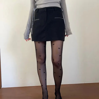 line zipper skirt