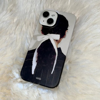 Ribbon Hairpin Back Design Aesthetic Matte Hard iPhone Case