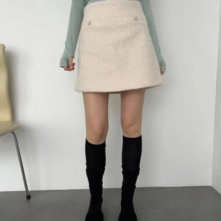 brush fur mini skirt