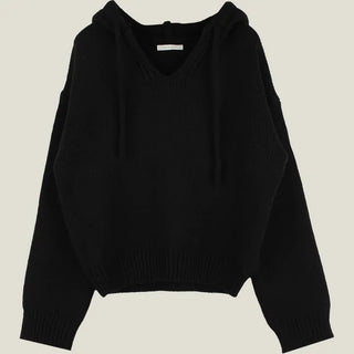 Dive Hooded Knit Crop Knit/V-Neck Knit/Oversized Fit/Daily Look/Casual