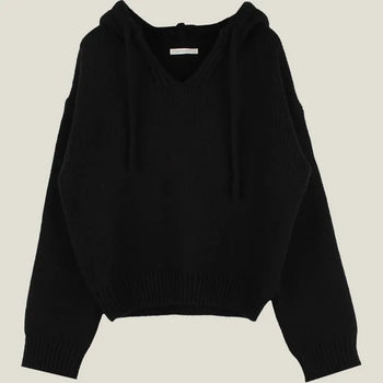Dive Hooded Knit Crop Knit/V-Neck Knit/Oversized Fit/Daily Look/Casual