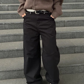 Wide diagonal cut cotton pants
