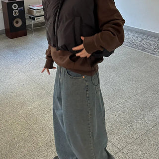 Oversized long denim pants