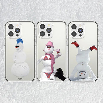 Bizarre Snowman Realistic Photo Transparent iPhone Case