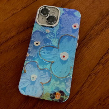Holographic Flower Glitter Point Hard Jelly iPhone Case