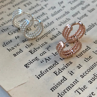 Triple Dot Line One-Touch Hoop Earrings