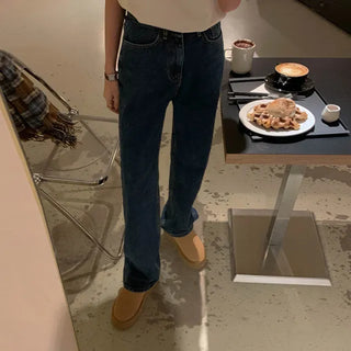 Green washed wide denim pants