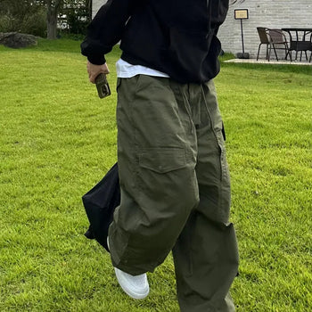 Button balloon wide cargo pants