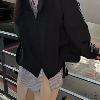 High-neck raglan matte blouson
