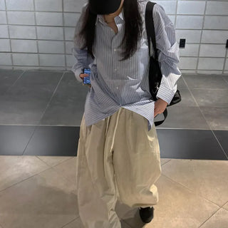 Elastic band crinkly balloon two-way pants