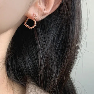 Bubble Heart Line One-Touch Ring Earrings
