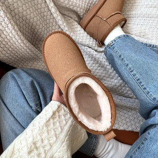 Suede Ultra Mini Short Fur Boots Fur Shoes Sheepskin Winter Boots