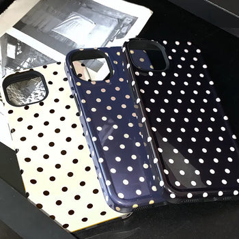 Polka Dot Pattern Shatterproof Double Hard Bumper iPhone Case