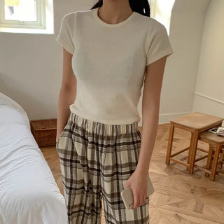 Crop Fleece-lined Short Sleeve Tee