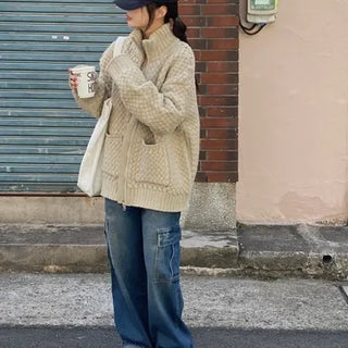 Moment Washed Elastic Waist Cargo Denim / S - XL