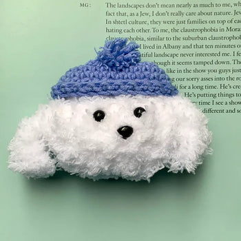 Blue Hat Puppy Beanie Fluffy Plush AirPods Case