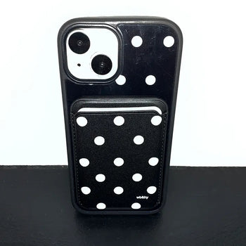 Quri Dot Pattern Magnetic Card Wallet Set iPhone Case
