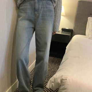 Amp Thermal Mink Fleece-Lined Semi-Wide Straight Denim Pants