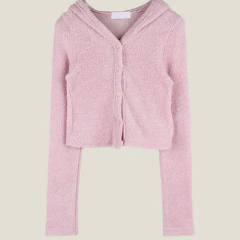 Mocha Angora Hooded Cardigan
