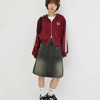 Pecan midi denim skirt
