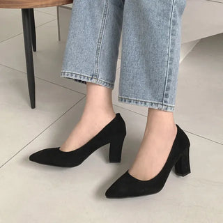 ◈7cm◈Suede Stiletto Heel Mid-heel Pumps Basic Shoes