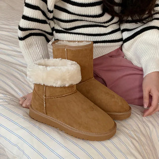 MADE◈Suede UGG Boots Suede Winter Fur Boots Mid-calf Boots Short Boots Chestnut Beige Shearling Fur Shoes