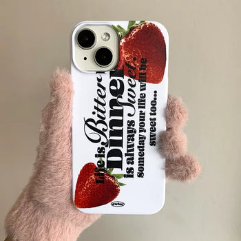 Strawberry Lettering Aesthetic Matte Hard iPhone Case