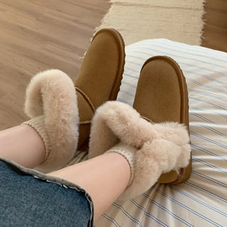 ◈Cowhide◈Real Sheepskin Suede Short Boots Unique Fur Boots