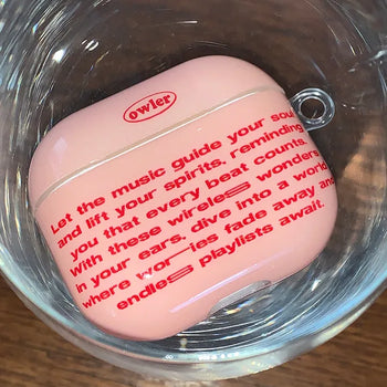 Noning Pink Color Block Lettering AirPods Case