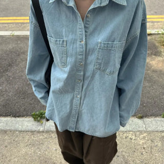 Pocket Loose Fit Denim Shirt