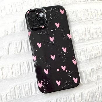 Dio Pink Heart Pattern Black Hard iPhone Case