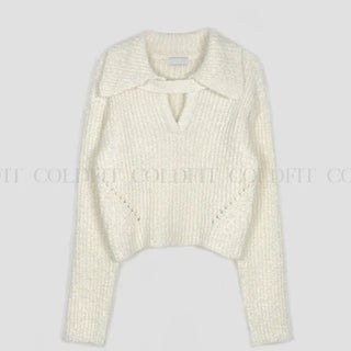 Collared boucle knit