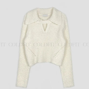 Collared boucle knit