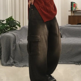 Brown Washed Cargo Pants