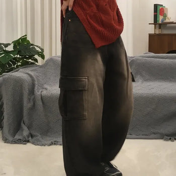 Brown Washed Cargo Pants