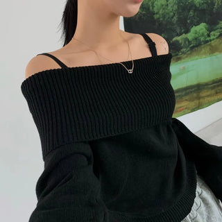 [Slim Fit] Slimming Turtleneck Off-Shoulder Knit (4 colors)