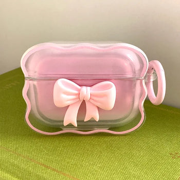 Pink wave border color-block ribbon AirPods case