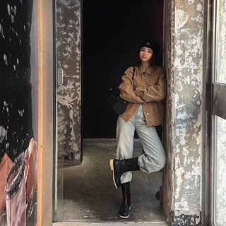 Low-Way Washed Semi-Wide Denim Pants
